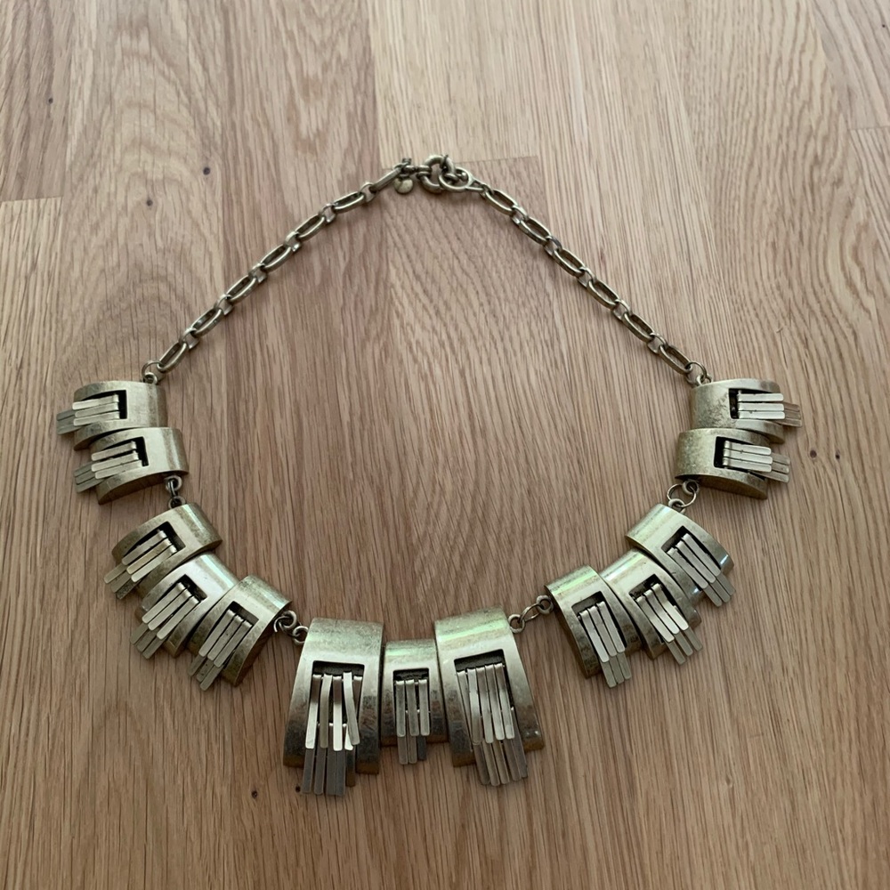 Jcrew chunky brass statement necklace